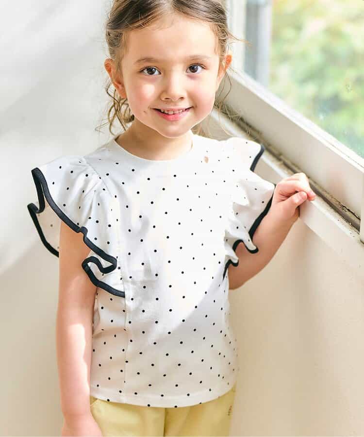 Japanese children's clothing apres les cours UV protection, contact cool, water-absorbing, quick-drying ruffle sleeve top 80-140cm girls summer TOPS