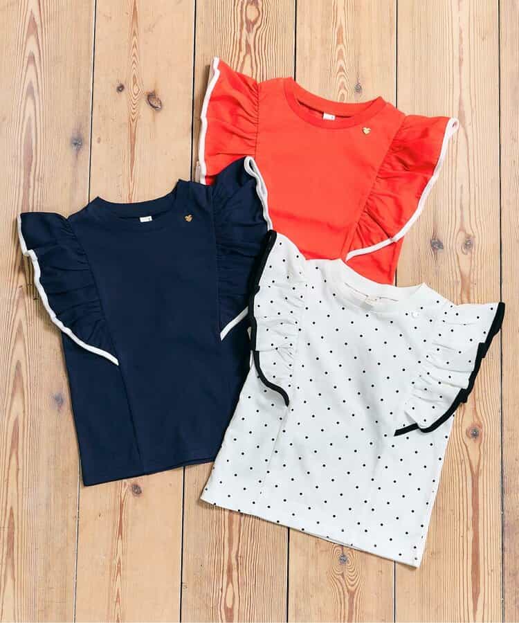 Japanese children's clothing apres les cours UV protection, contact cool, water-absorbing, quick-drying ruffle sleeve top 80-140cm girls summer TOPS