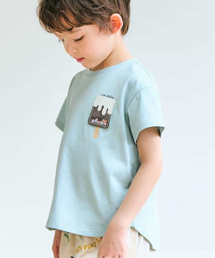 Japanese children's clothing apres les cours water-absorbing quick-drying UV-resistant touch-cooling cute pocket top 80-130cm boys/girls summer TOPS