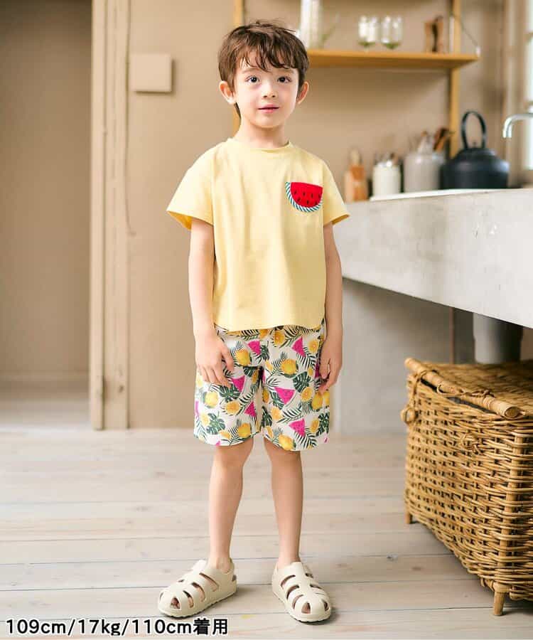 Japanese children's clothing apres les cours water-absorbing quick-drying UV-resistant touch-cooling cute pocket top 80-130cm boys/girls summer TOPS