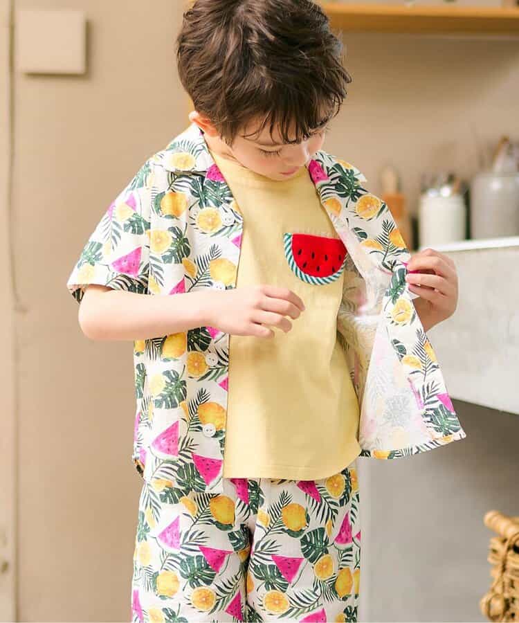 Japanese children's clothing apres les cours water-absorbing quick-drying UV-resistant touch-cooling cute pocket top 80-130cm boys/girls summer TOPS
