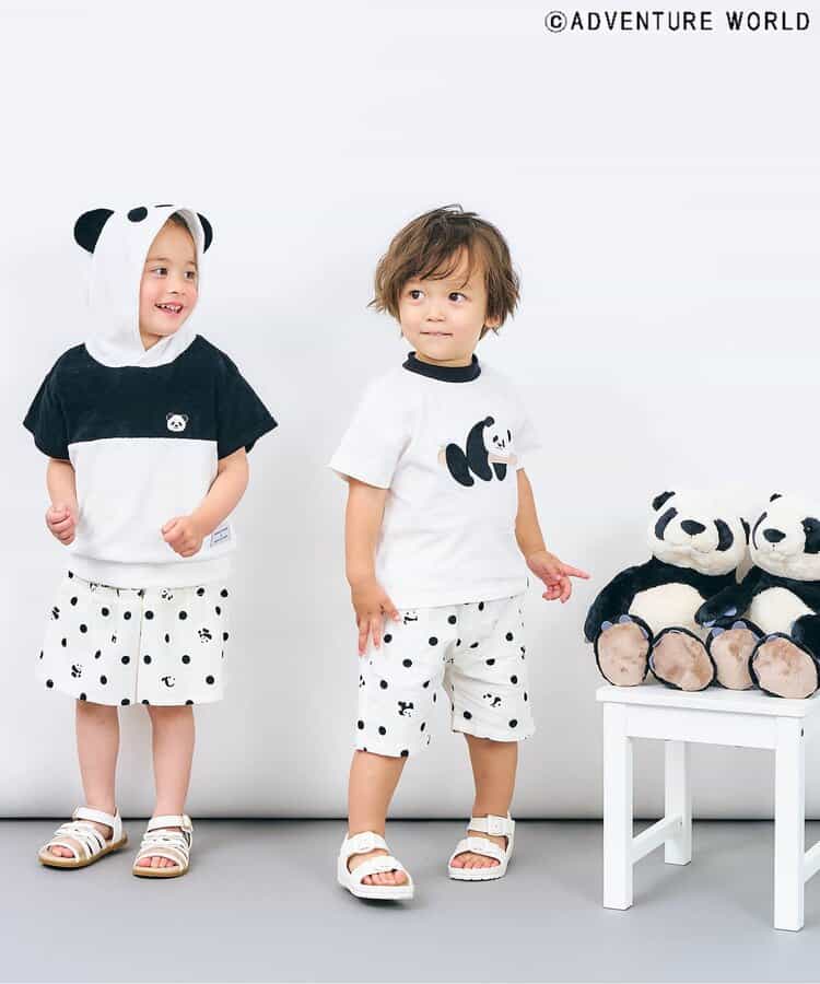 Japanese children's clothing apres les cours x Adventure World contact cool cute panda shape top 80-130cm boys/girls summer TOPS