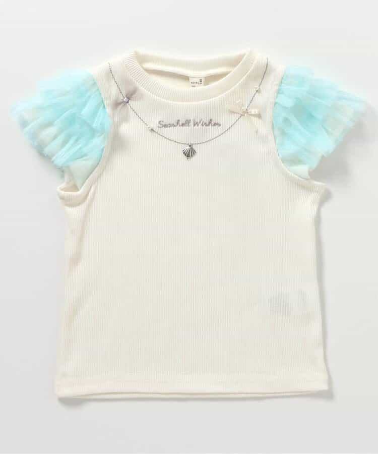 Japanese children's clothing apres les cours cool to the touch Shellmotif shell yarn sleeve top 80-140cm girls summer TOPS