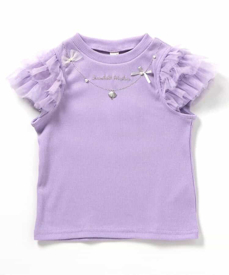 Japanese children's clothing apres les cours cool to the touch Shellmotif shell yarn sleeve top 80-140cm girls summer TOPS