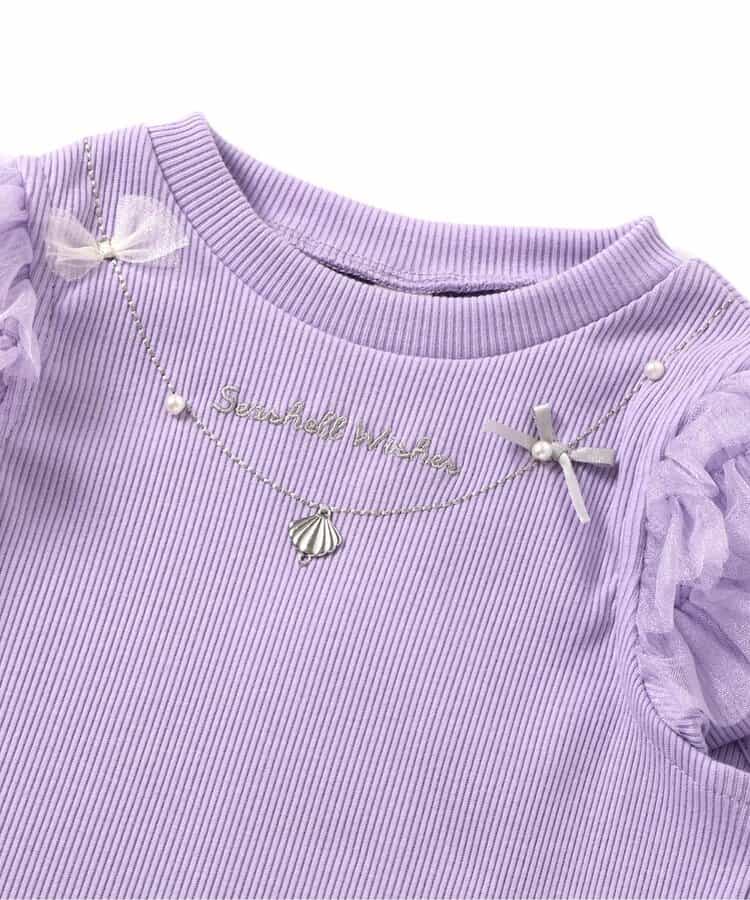 Japanese children's clothing apres les cours cool to the touch Shellmotif shell yarn sleeve top 80-140cm girls summer TOPS