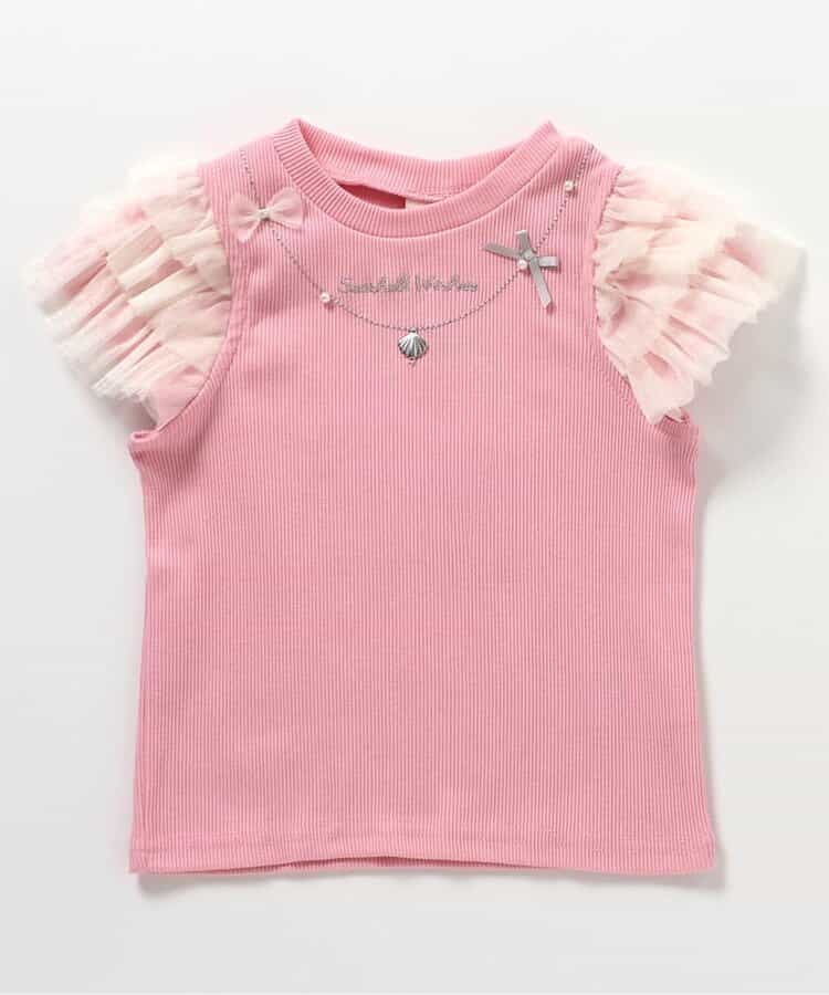 Japanese children's clothing apres les cours cool to the touch Shellmotif shell yarn sleeve top 80-140cm girls summer TOPS
