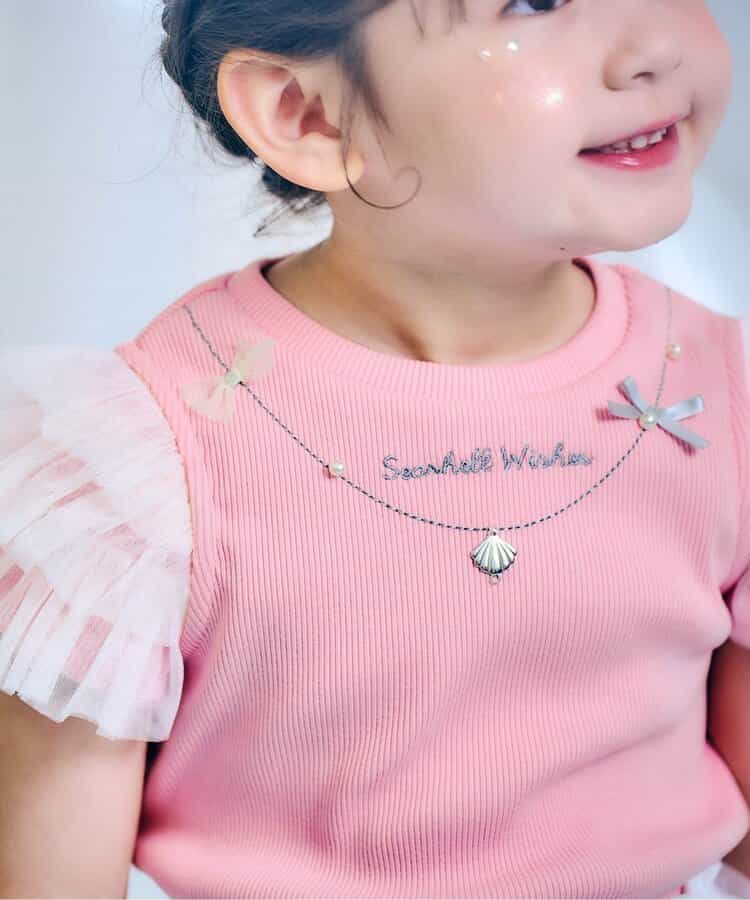 Japanese children's clothing apres les cours cool to the touch Shellmotif shell yarn sleeve top 80-140cm girls summer TOPS