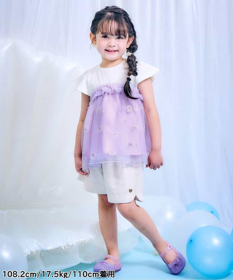 Japanese children's clothing apres les cours Shellmotif shell embroidered top 80-140cm girls summer TOPS
