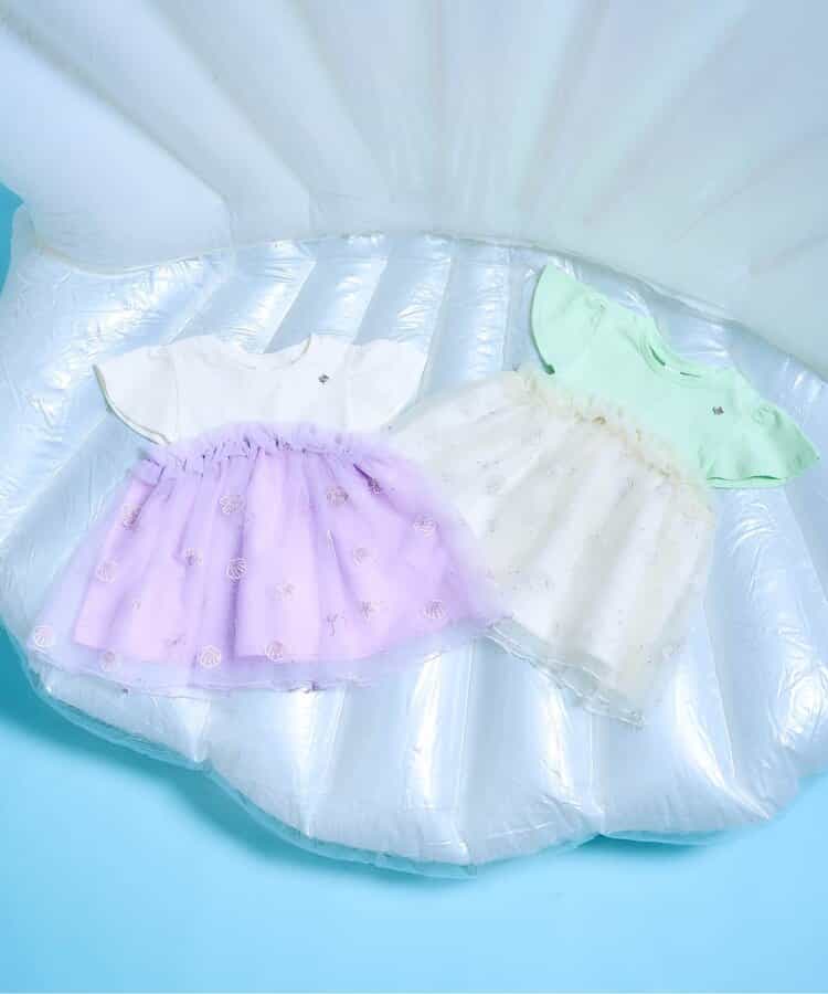 Japanese children's clothing apres les cours Shellmotif shell embroidered top 80-140cm girls summer TOPS