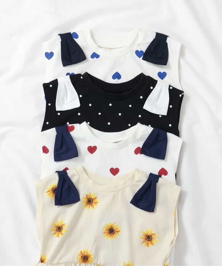 Japanese children's clothing apres les cours contact cool shoulder bow ruffle top 80-140cm girls summer TOPS
