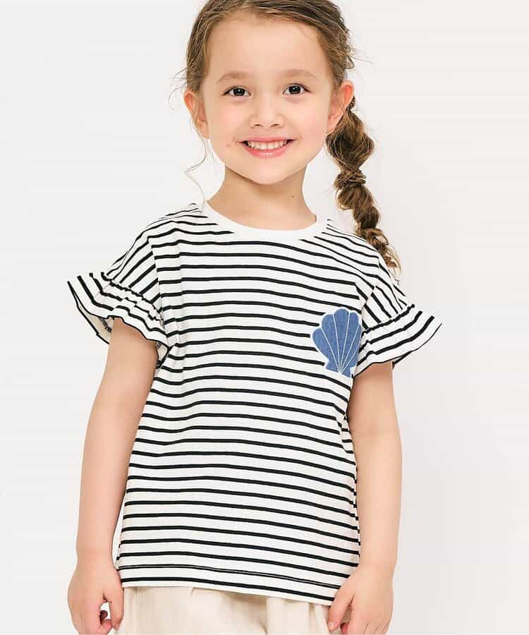 Japanese children's clothing apres les cours lace sleeves printed top 80-140cm girls summer TOPS