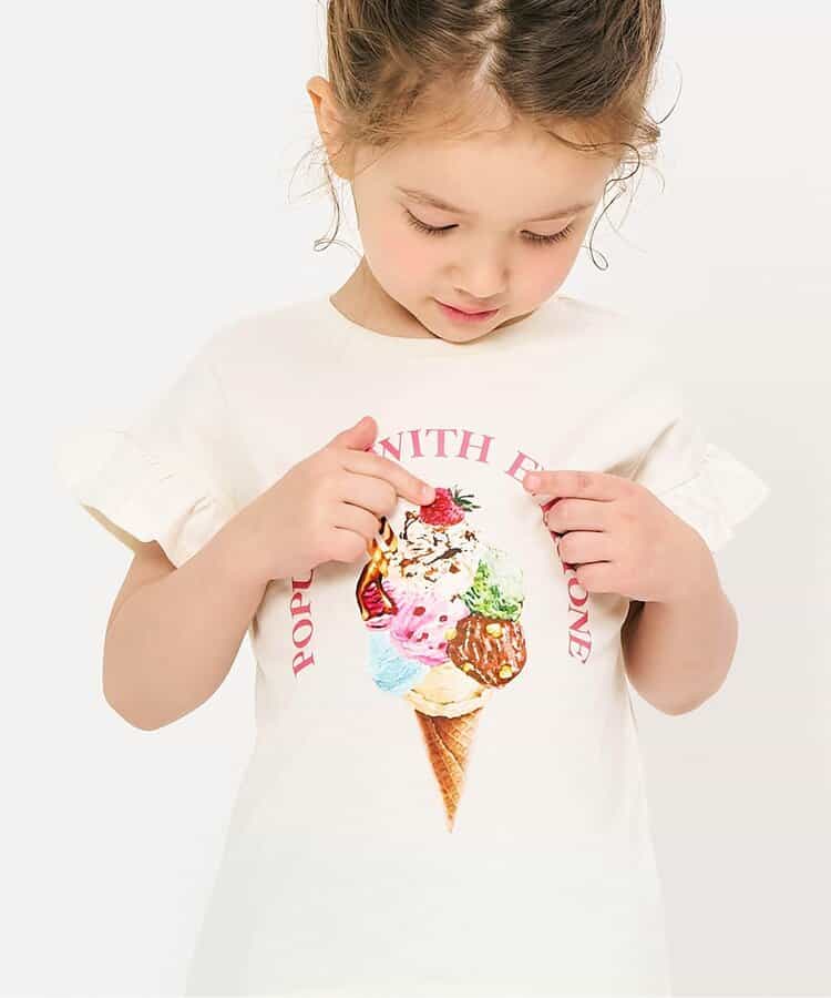 Japanese children's clothing apres les cours lace sleeves printed top 80-140cm girls summer TOPS