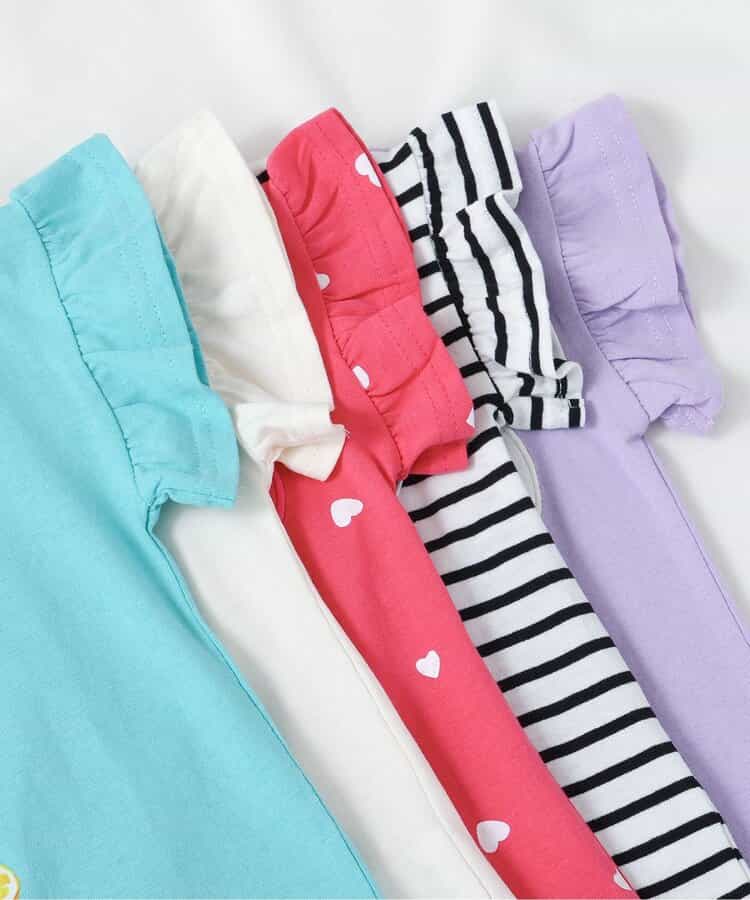Japanese children's clothing apres les cours lace sleeves printed top 80-140cm girls summer TOPS