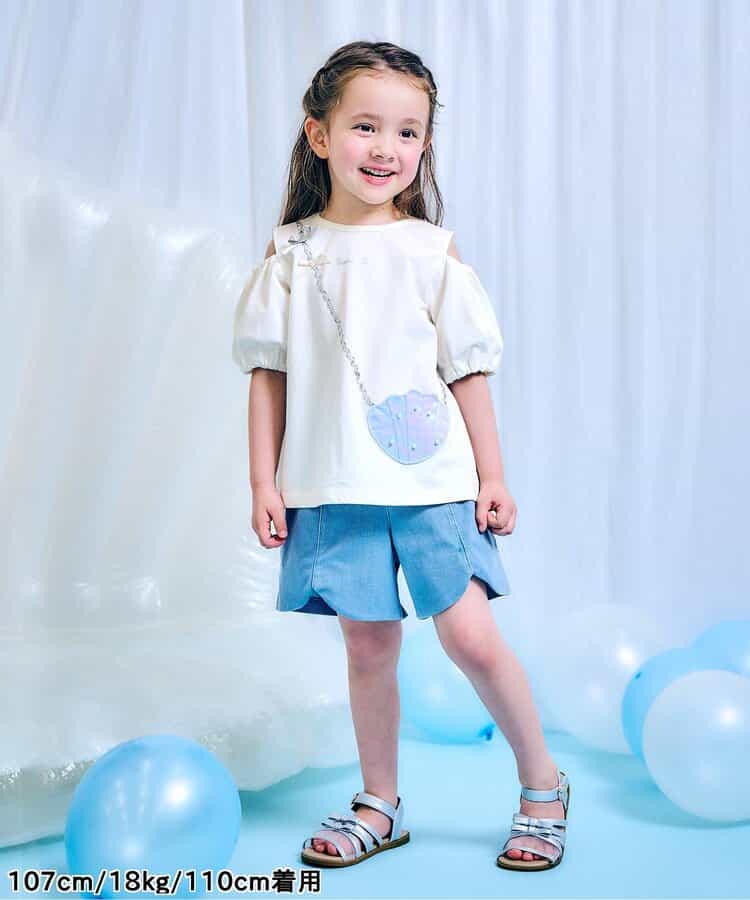 Japanese children's clothing apres les cours Shellmotif contact cool shell pocket top 80-140cm girls summer TOPS