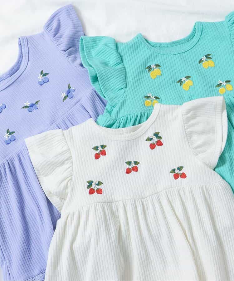 Japanese children's clothing apres les cours fruit pattern embroidered top 80-140cm girls summer TOPS