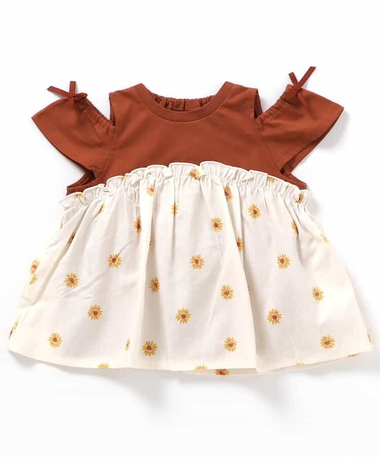Japanese children's clothing apres les cours contact cool water absorption quick-drying off-the-shoulder patchwork top 80-140cm girls summer TOPS