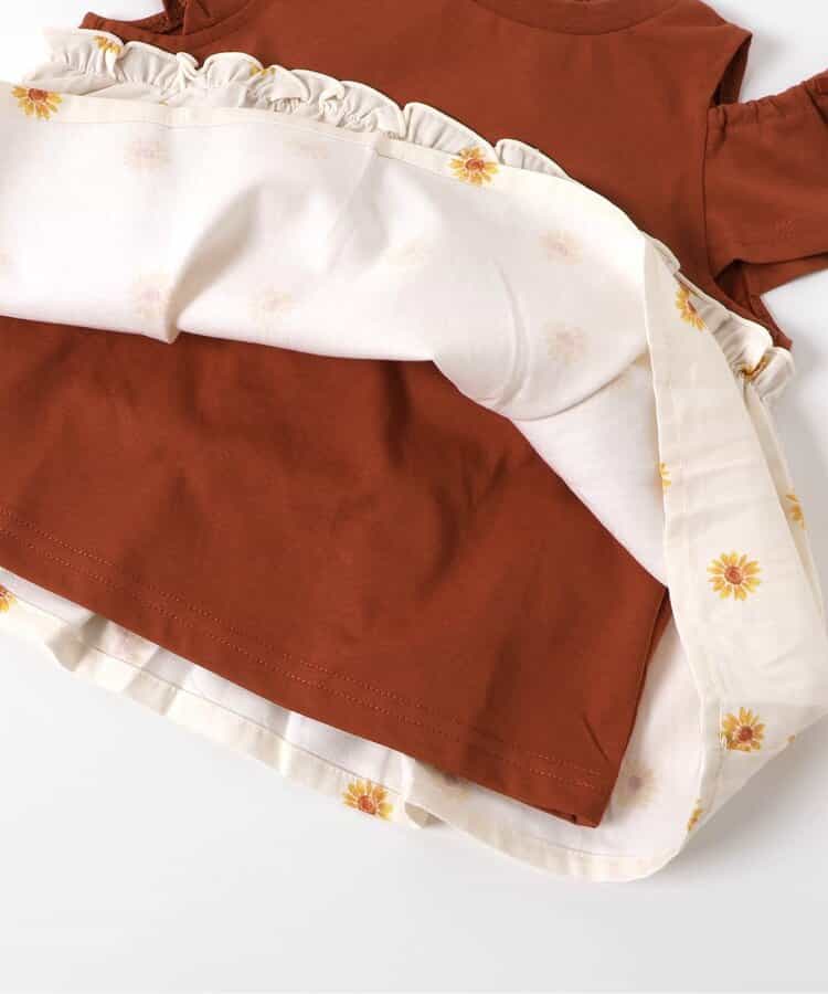 Japanese children's clothing apres les cours contact cool water absorption quick-drying off-the-shoulder patchwork top 80-140cm girls summer TOPS