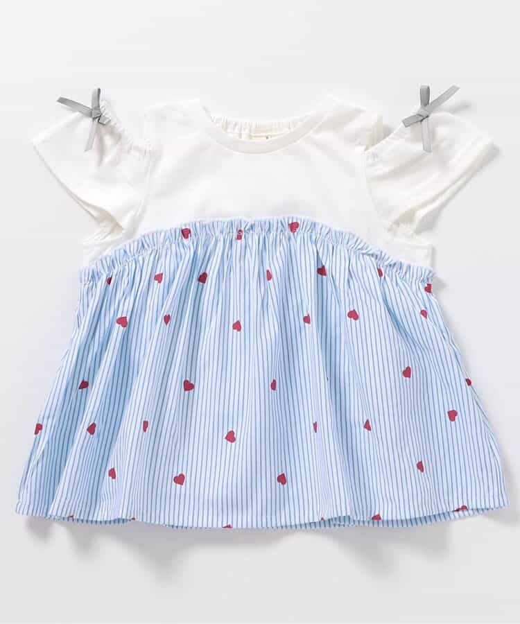 Japanese children's clothing apres les cours contact cool water absorption quick-drying off-the-shoulder patchwork top 80-140cm girls summer TOPS