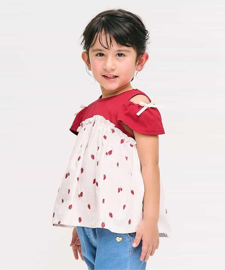Japanese children's clothing apres les cours contact cool water absorption quick-drying off-the-shoulder patchwork top 80-140cm girls summer TOPS