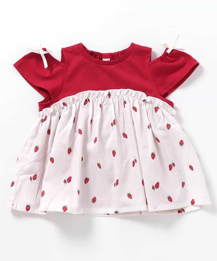 Japanese children's clothing apres les cours contact cool water absorption quick-drying off-the-shoulder patchwork top 80-140cm girls summer TOPS