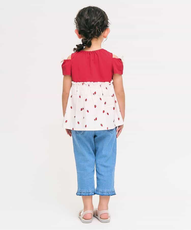 Japanese children's clothing apres les cours contact cool water absorption quick-drying off-the-shoulder patchwork top 80-140cm girls summer TOPS