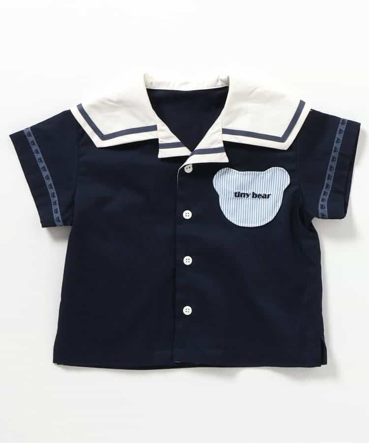 Japanese children's clothing apres les cours × tiny bear sailor-style shirt 80-120cm boys' summer TOPS