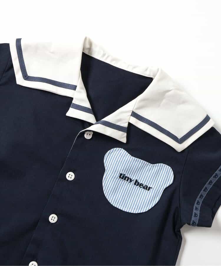 Japanese children's clothing apres les cours × tiny bear sailor-style shirt 80-120cm boys' summer TOPS
