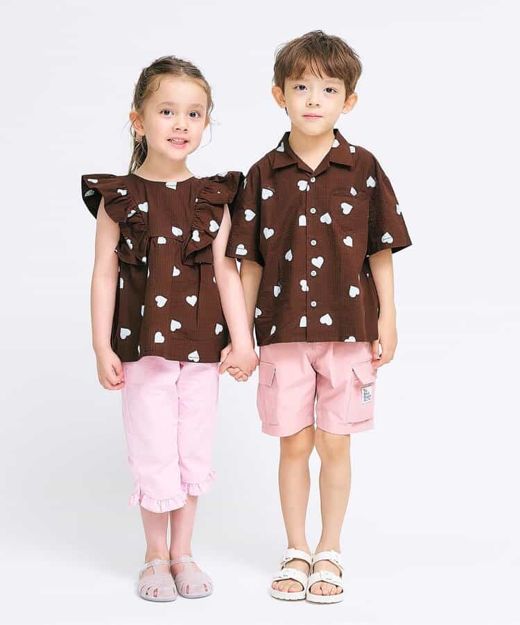 Japanese children's clothing apres les cours casual heart-shaped pocket shirt 80-130cm boys/girls summer TOPS