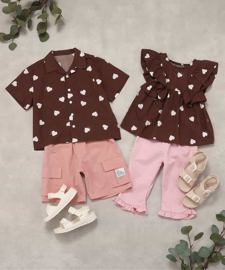 Japanese children's clothing apres les cours casual heart-shaped pocket shirt 80-130cm boys/girls summer TOPS