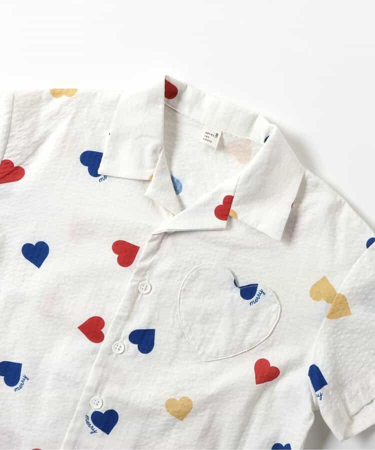 Japanese children's clothing apres les cours casual heart-shaped pocket shirt 80-130cm boys/girls summer TOPS