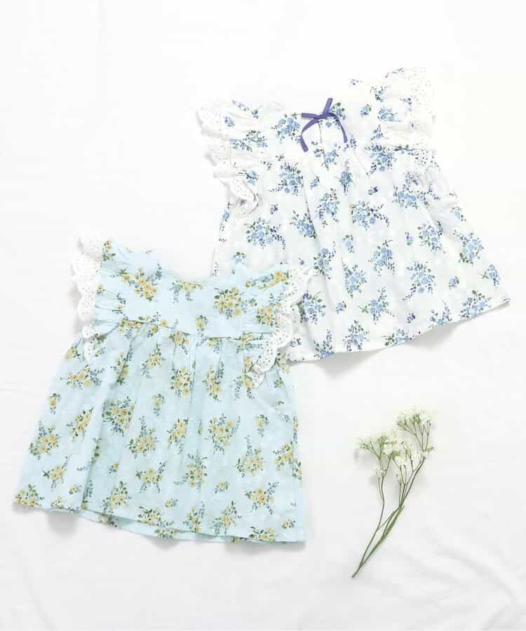 Japanese children's clothing apres les cours floral top 80-140cm girls summer TOPS