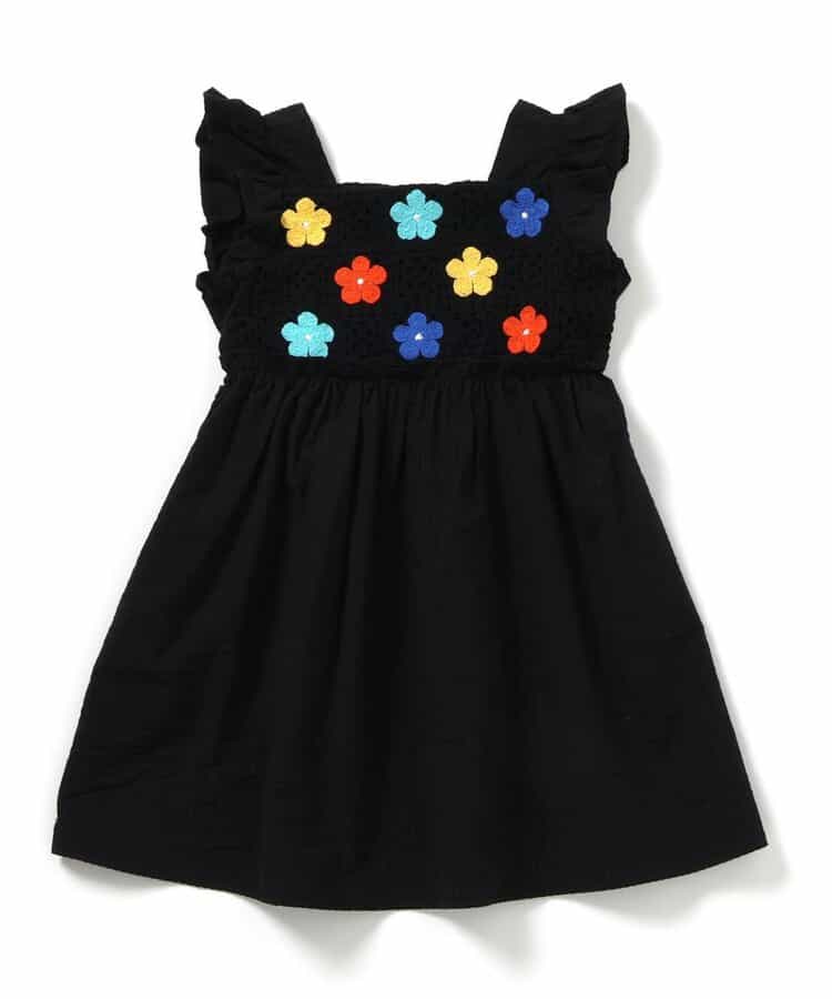Japanese children's clothing apres les cours crochet heart and daisy embroidered dress 80-140cm girls summer dresses