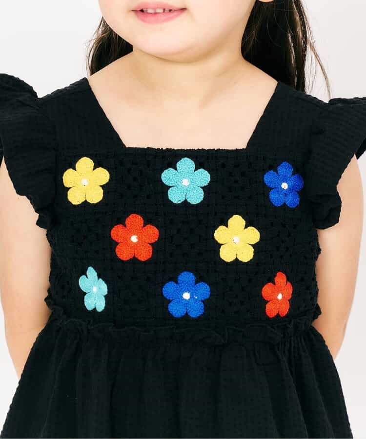Japanese children's clothing apres les cours crochet heart and daisy embroidered dress 80-140cm girls summer dresses
