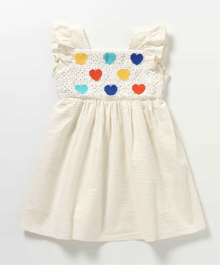 Japanese children's clothing apres les cours crochet heart and daisy embroidered dress 80-140cm girls summer dresses