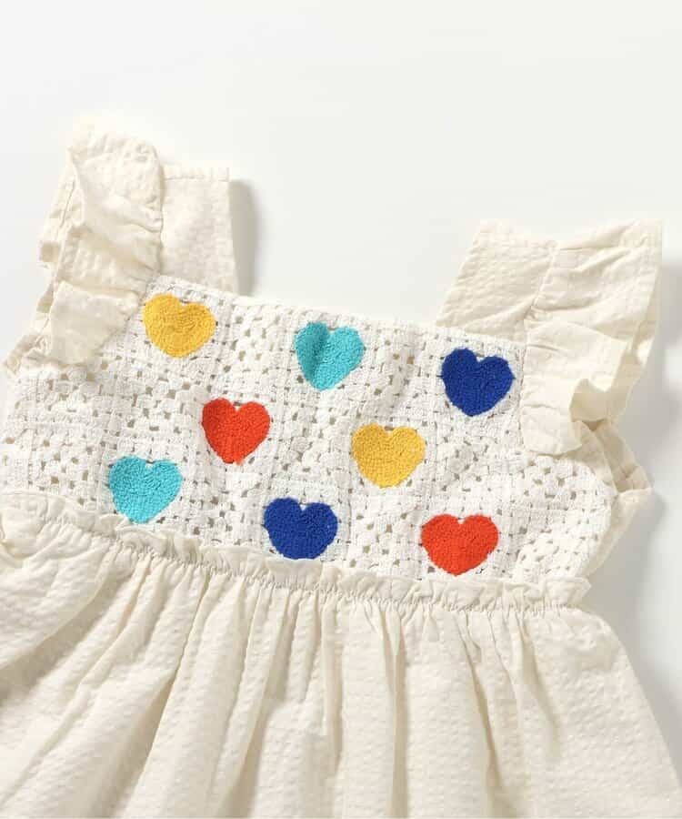Japanese children's clothing apres les cours crochet heart and daisy embroidered dress 80-140cm girls summer dresses