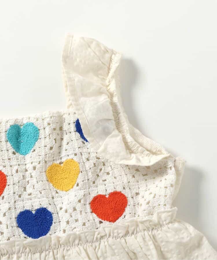 Japanese children's clothing apres les cours crochet heart and daisy embroidered dress 80-140cm girls summer dresses