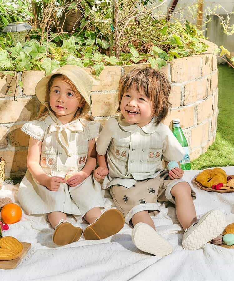 Japanese children's clothing apres les cours × tiny bear shirt dress 80-120cm girls summer dresses