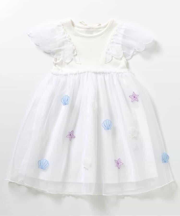 Japanese children's clothing apres les cours Shellmotif shell star mesh dress 80-140cm girls summer dresses