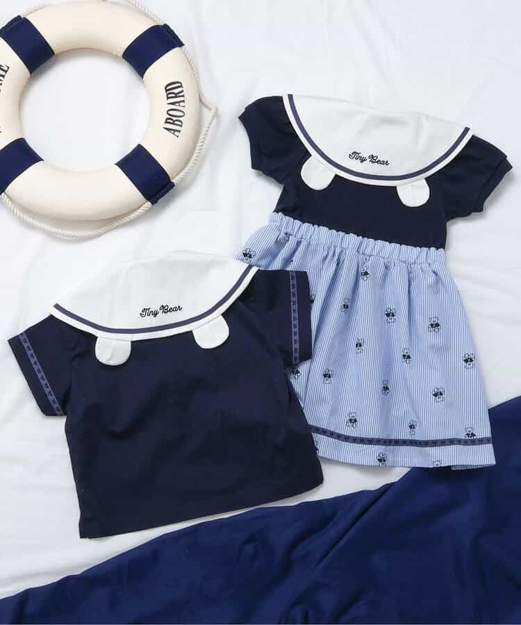 Japanese children's clothing apres les cours × tiny bear sailor-style shirt 80-120cm boys' summer TOPS