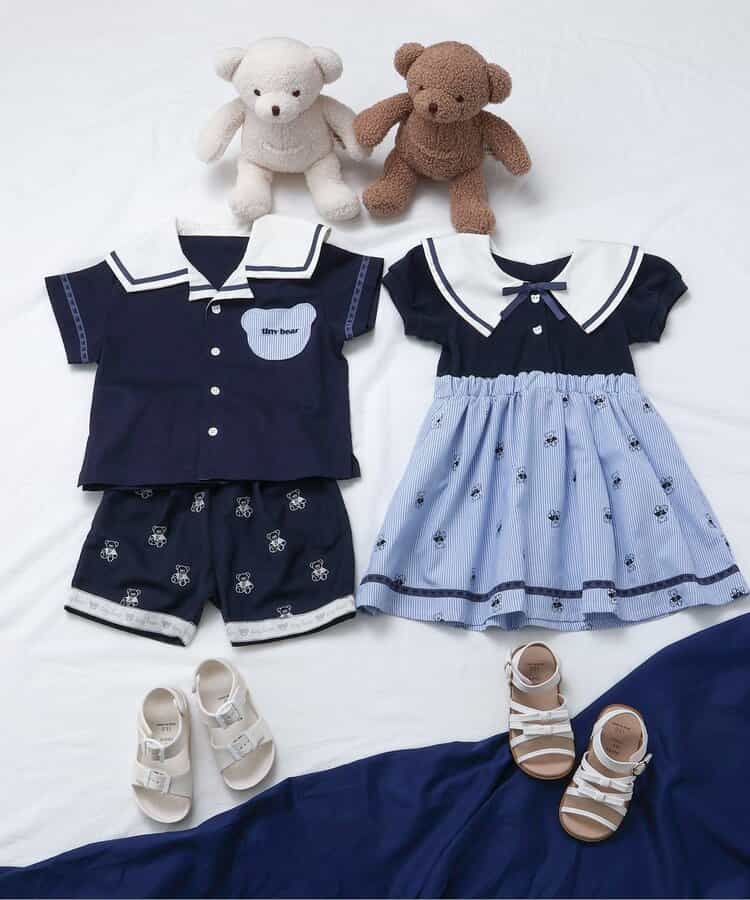Japanese children's clothing apres les cours × tiny bear sailor-style shirt 80-120cm boys' summer TOPS