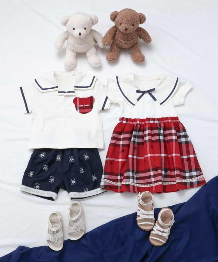Japanese children's clothing apres les cours × tiny bear sailor-style shirt 80-120cm boys' summer TOPS