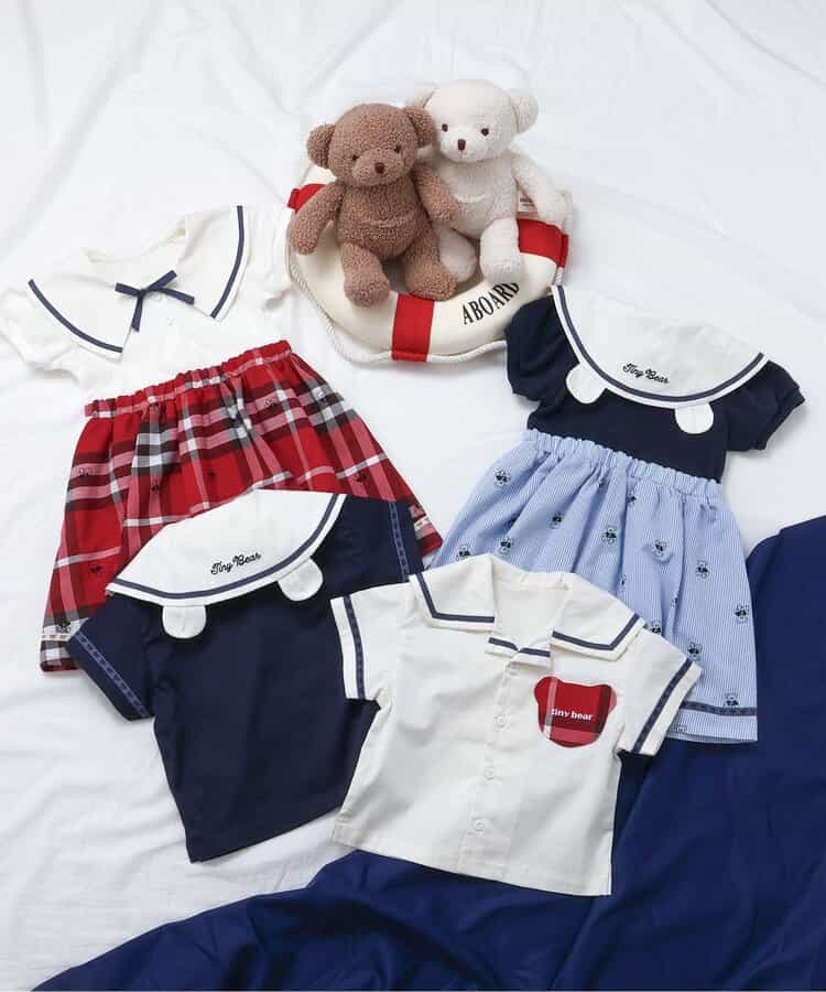 Japanese children's clothing apres les cours × tiny bear sailor-style shirt 80-120cm boys' summer TOPS