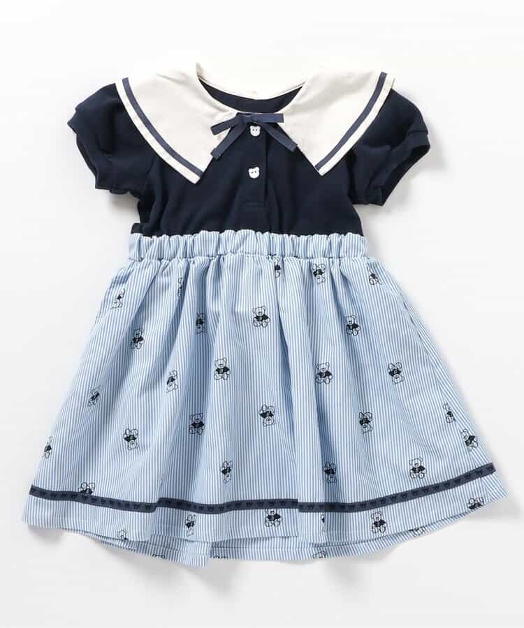 Japanese children's clothing apres les cours × tiny bear sailor style dress 80-120cm girls summer dresses