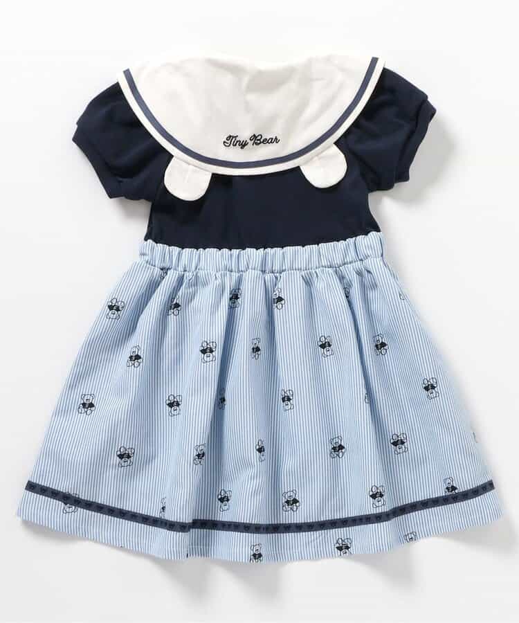 Japanese children's clothing apres les cours × tiny bear sailor style dress 80-120cm girls summer dresses