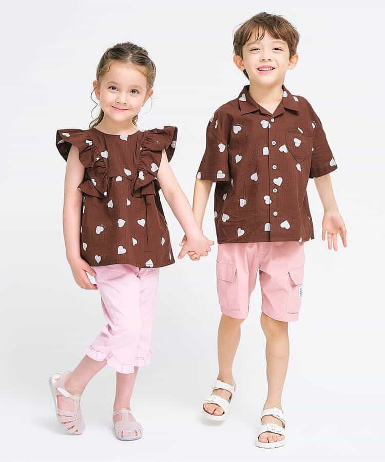 Japanese children's clothing apres les cours heart and lemon pattern ruffle two-piece set 80-140cm girls summer TOPS PANTS