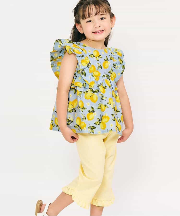 Japanese children's clothing apres les cours heart and lemon pattern ruffle two-piece set 80-140cm girls summer TOPS PANTS