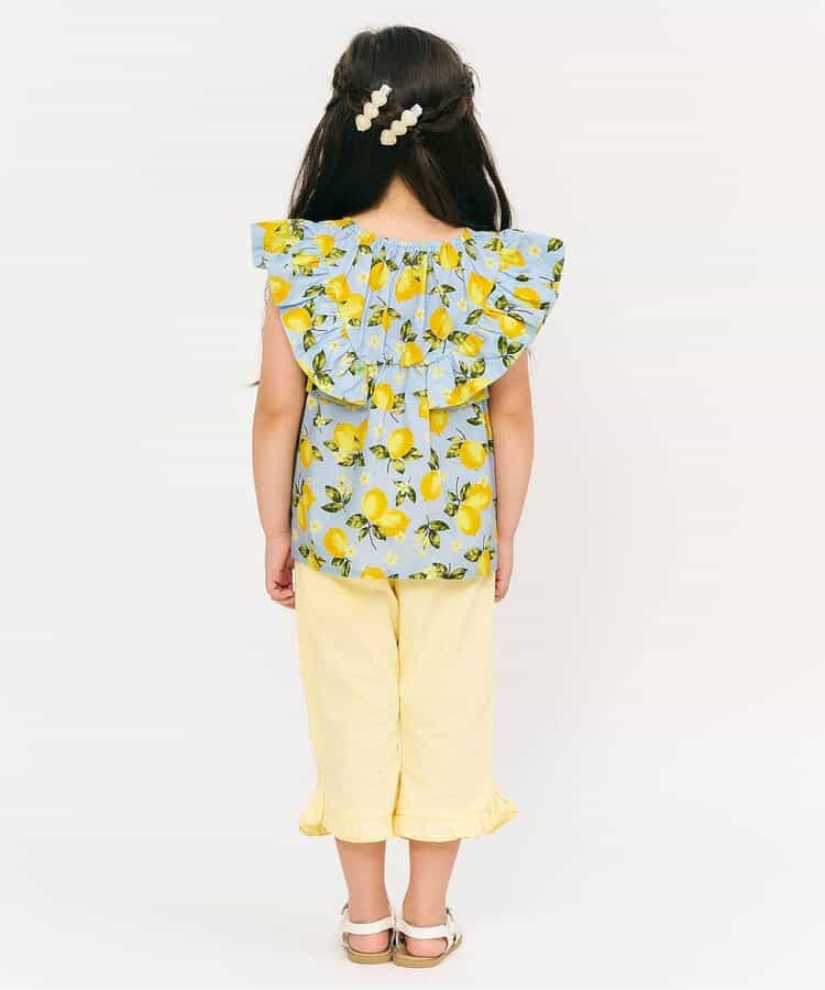 Japanese children's clothing apres les cours heart and lemon pattern ruffle two-piece set 80-140cm girls summer TOPS PANTS