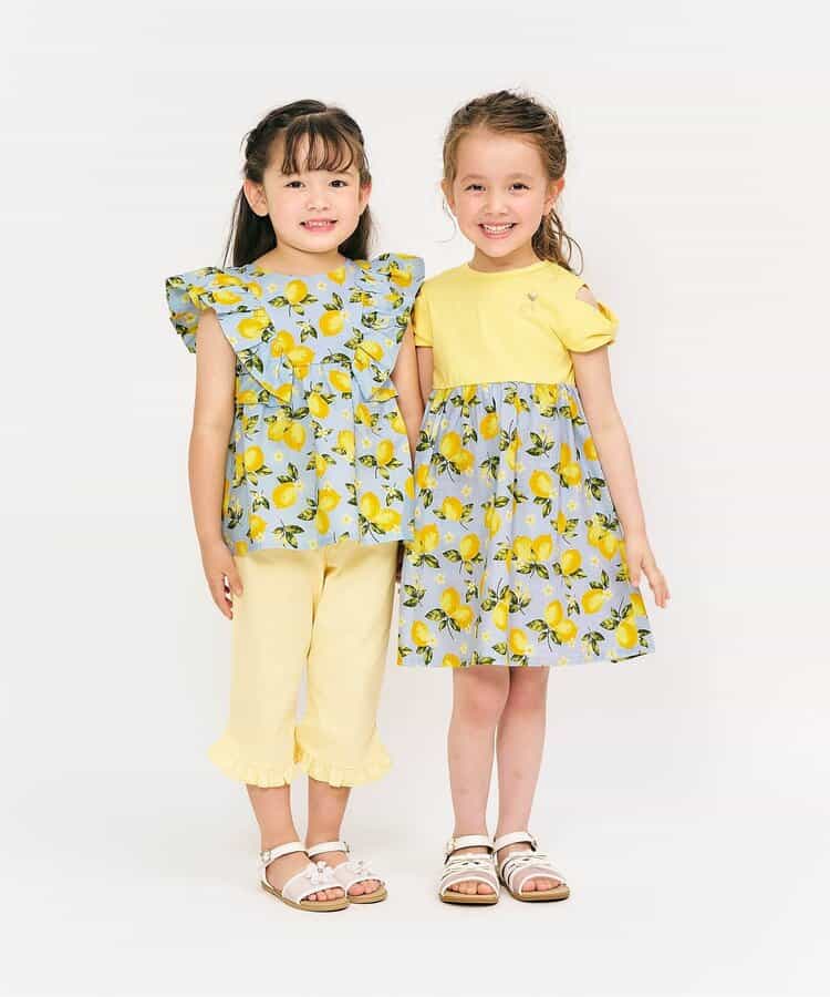 Japanese children's clothing apres les cours heart and lemon pattern ruffle two-piece set 80-140cm girls summer TOPS PANTS