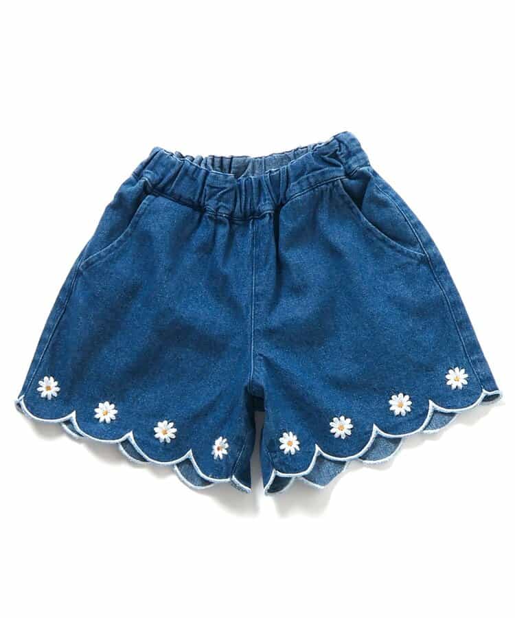 日本童裝 apres les cours 扇貝形下擺刺繡短褲 80-140cm 女童款 秋季 PANTS