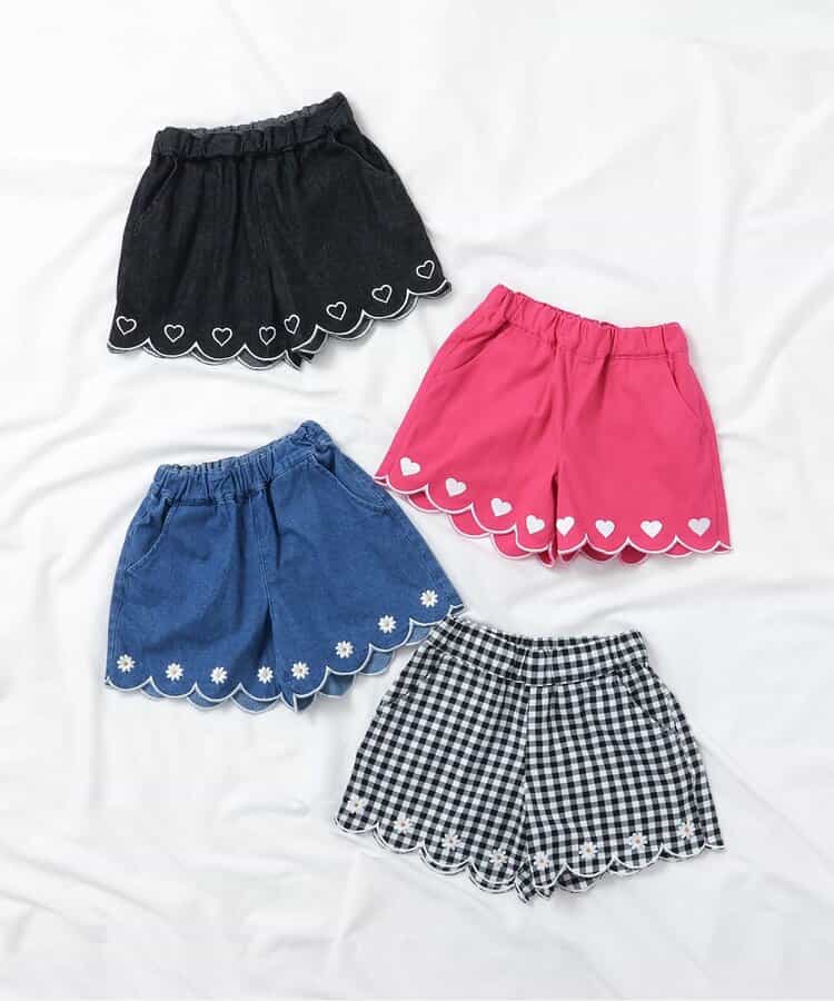 日本童裝 apres les cours 扇貝形下擺刺繡短褲 80-140cm 女童款 秋季 PANTS